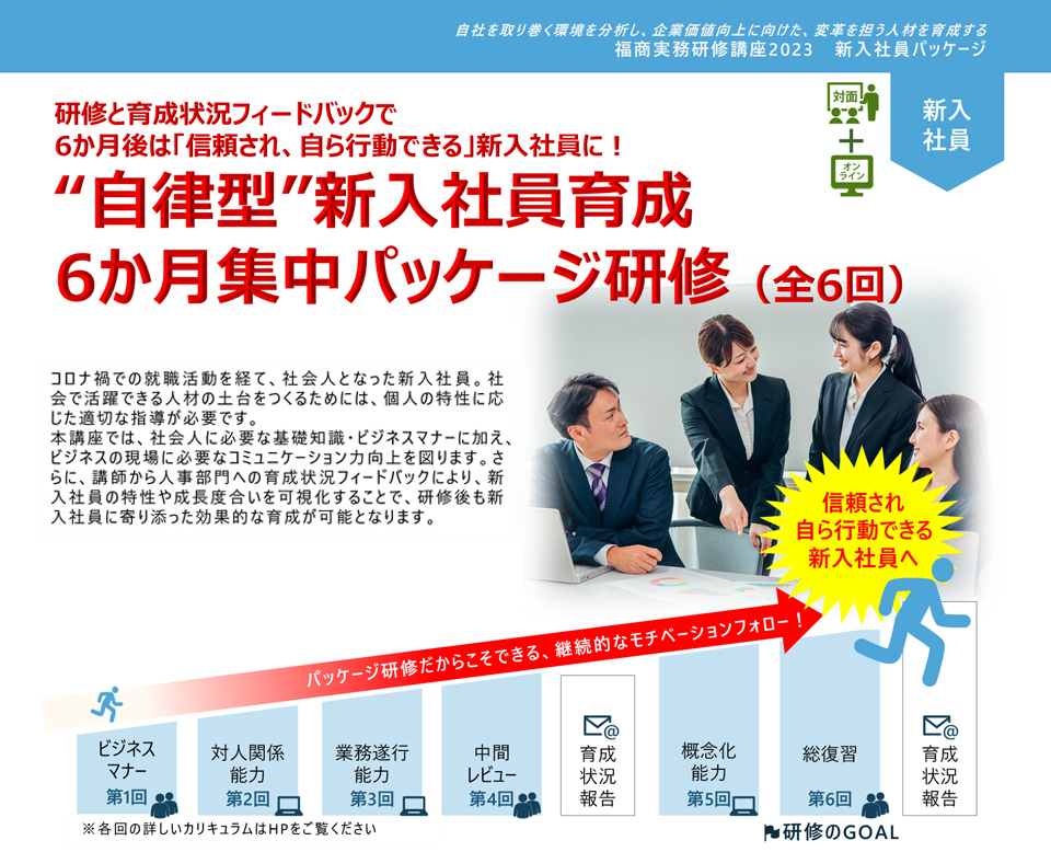 新入社員育成　6ヶ月集中パッケージ研修（全6回）